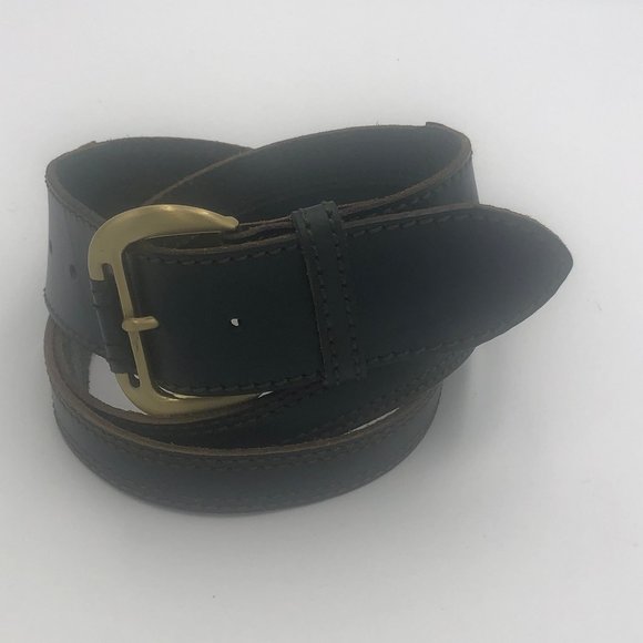 Linea Pelle wide genuine leather ring belt statement anillo 41″‎ M Linea Pelle Woven Leather Belt Brass Buckle Rings 30-33  main image 4
